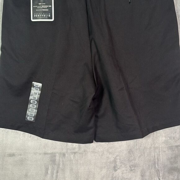 NWT New Perry Ellis Portfolio Soft Black Pleated Shorts w/Pockets Size 38 - Picture 8 of 9